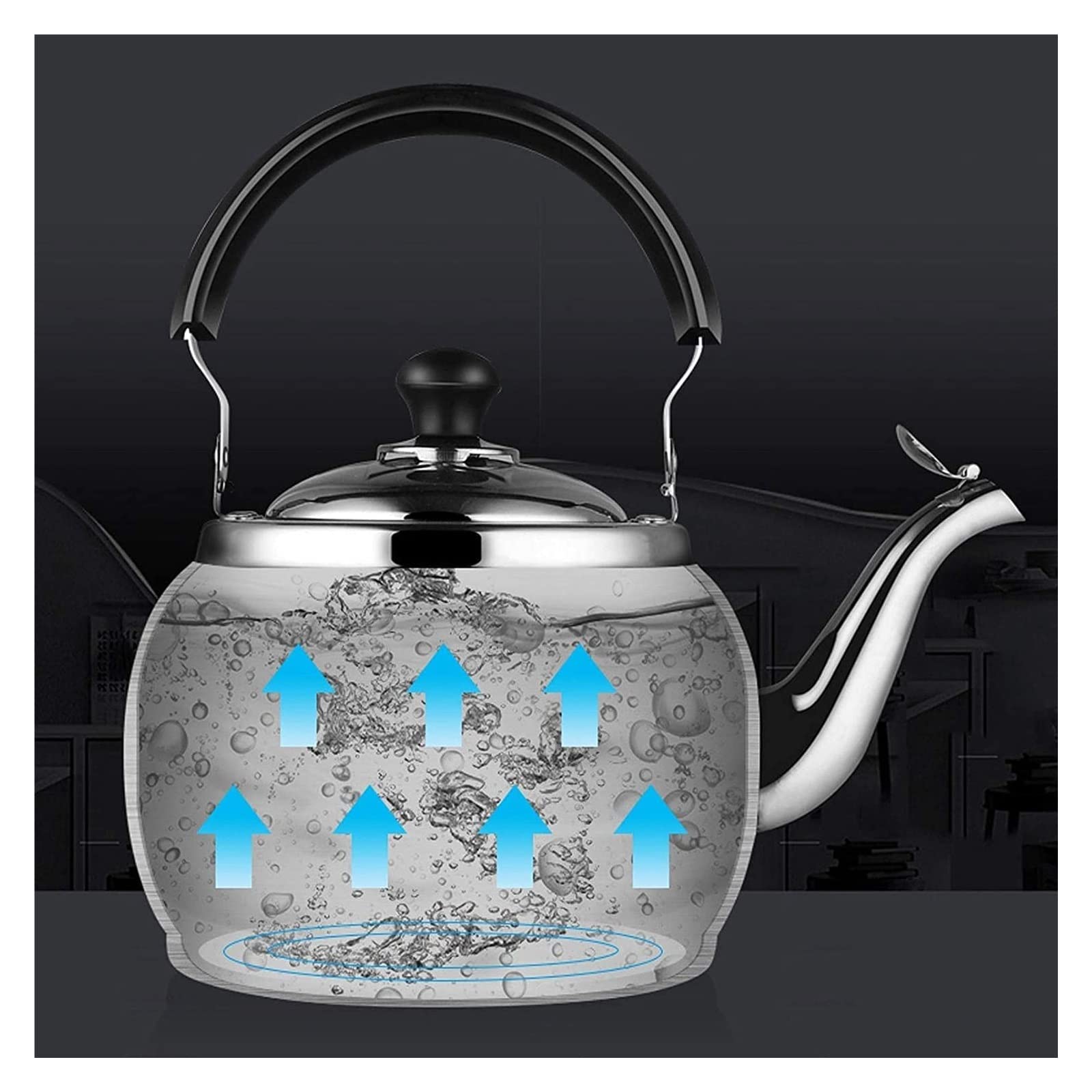 Tea Kettles, Kettle,TeapotWhistling Kettle. Kettle Stove Top Whistling Kettle Whistling Tea Kettle Heat- Ergonomic Handle and Polished Stainless Steel 3L/4L/5L Gas Kettle with Whistle(3L)(4L)