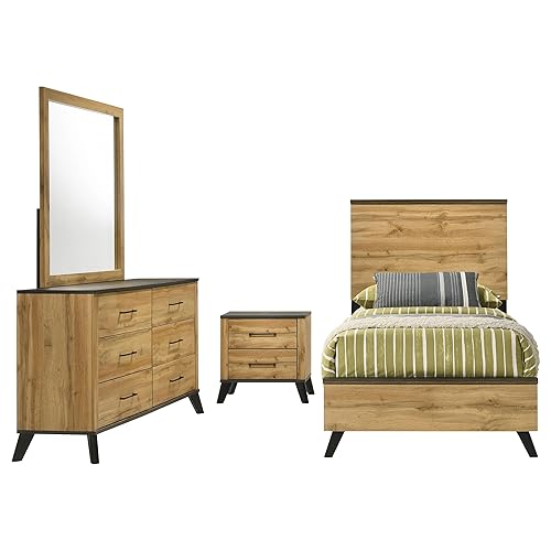 Coaster Home Furnishings Kaywood Mid-Century Modern 4-Piece Bedroom Set Twin
