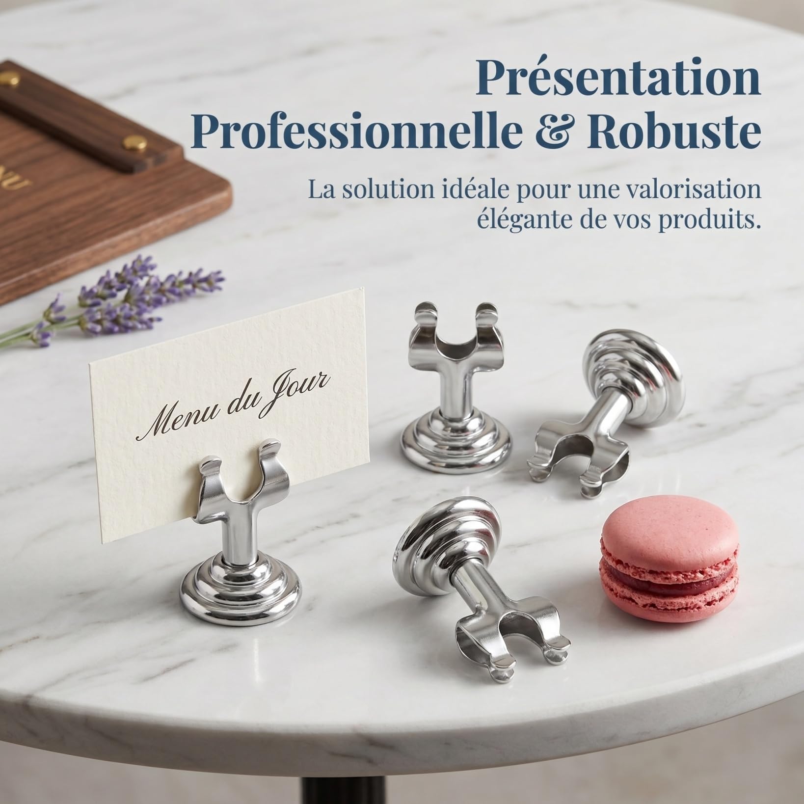 Didiseaon Pince Porte-Étiquette Alimentaire Métal Lot de 10 Clips Inox Forme U Petite Base Argentée pour Présentoirs à Étiquettes de Produits et Vitrines de Magasin