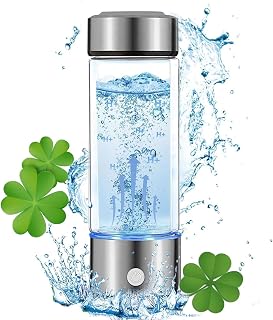 Shunrenful Portable Hydrogen Water Bottle Generator - 420ml Glass Rechargeable Ionizer, 1600ppb H2 Rich Water Cup for Wellness & Travel