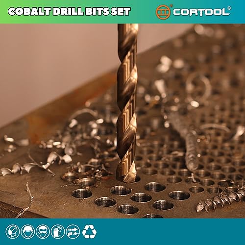 Miniatura 2 de Juego de brocas de cobalto de 1164 pulgadas (12 unidades), M35 HSS de longitud de metal para metal duro, acero inoxidable, hierro, cobre, aluminio,