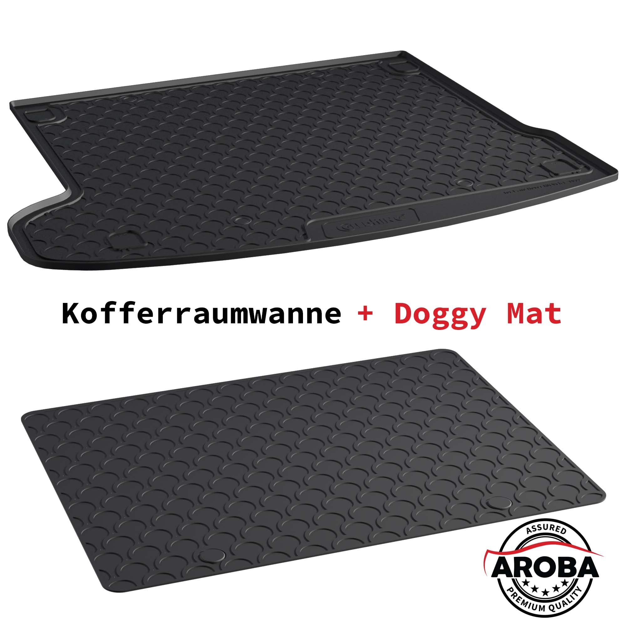 AROBA GL1932DB zestaw designerska mata do bagażnika i mata dodatkowa Doggy Mat kompatybilna z Land Rover Range Rover Velar od roku produkcji 07.2017> z wąskim kołem awaryjnym