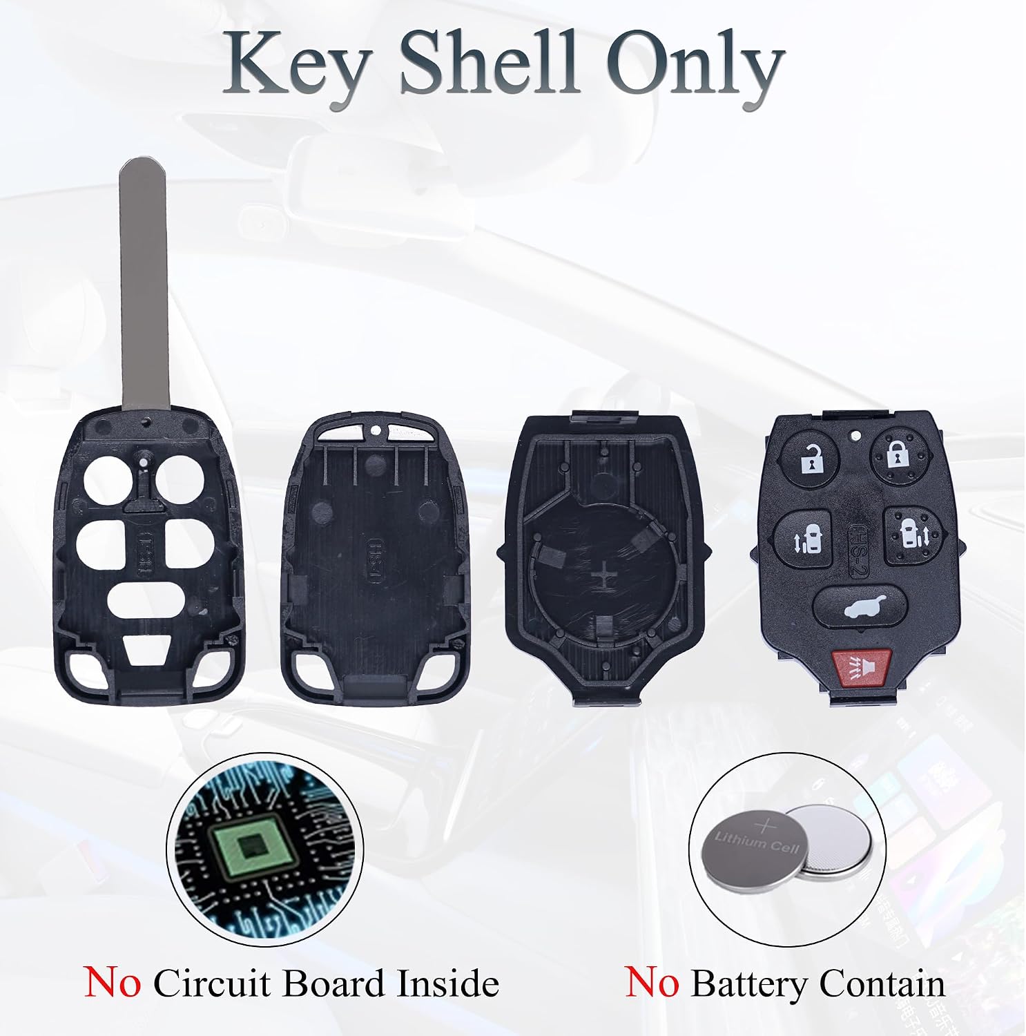 SUPALAND Key Fob Shell Case Fits for Honda Odyssey 2011 2012 2013 Keyless Entry Remote Control Head Key Fob Cover Replacement 6 Button N5F-A04TAA (Set of 2)