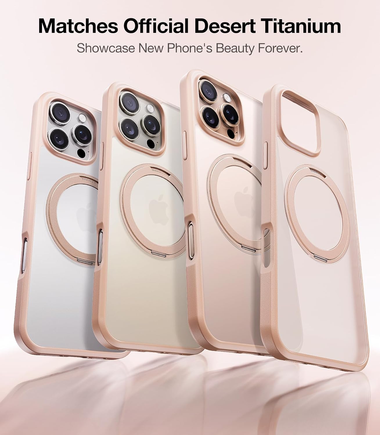 TORRAS 360 Rotatable Magnetic Ring for iPhone 16 Pro Max Case with Stand, Fit for MagSafe, 16FT Mil-Grade Shockproof Translucent for iPhone 16 Pro Max Phone Case 6.9", Rose Gold Pink - Image 7