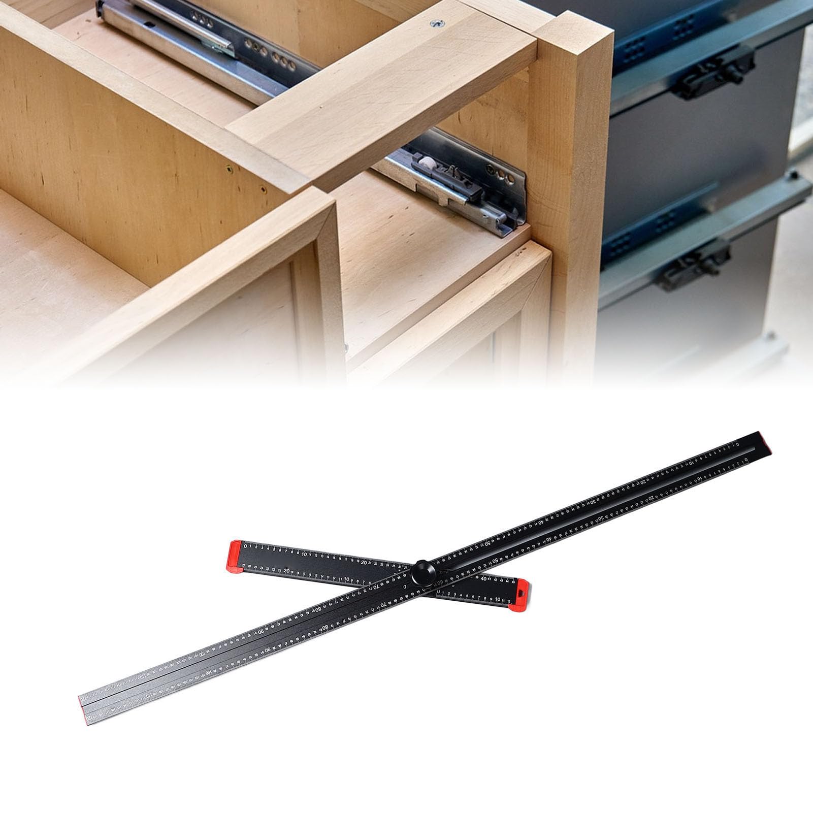 Regla de ángulo Combinada 2 en 1, Regla en T Multifuncional Tipo T Ajustable Negra de 120 Cm Adecuada para Carpintería, Construcción de Edificios y Otras Medidas de Proyectos