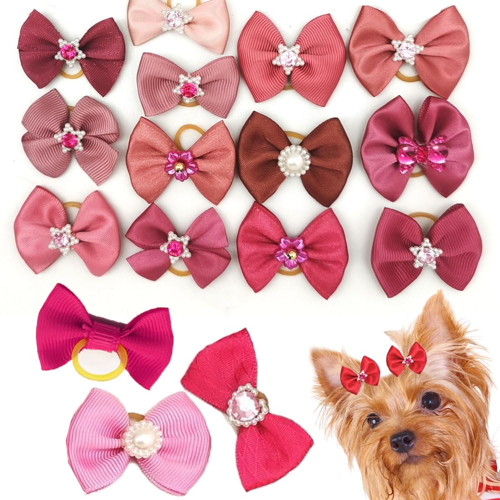 Lot de 40 nœuds pour chiens avec élastiques, nœud de poils de chiens, pour cheveux pour chiens, accessoires de toilettage pour l'utilisation quotidienne des animaux domestiques pendant les