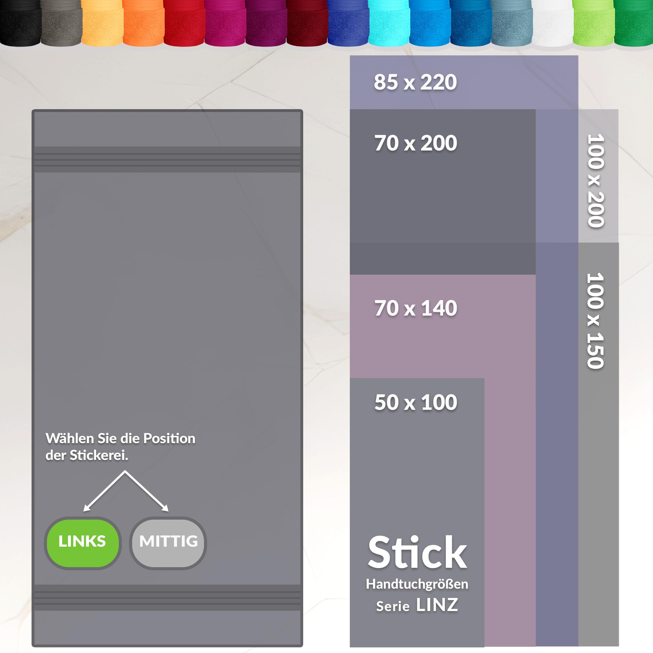 Lashuma Saunahandtuch Damen 100x200, Linz Badehandtuch mit Namen Stick, Farbe: Purpur