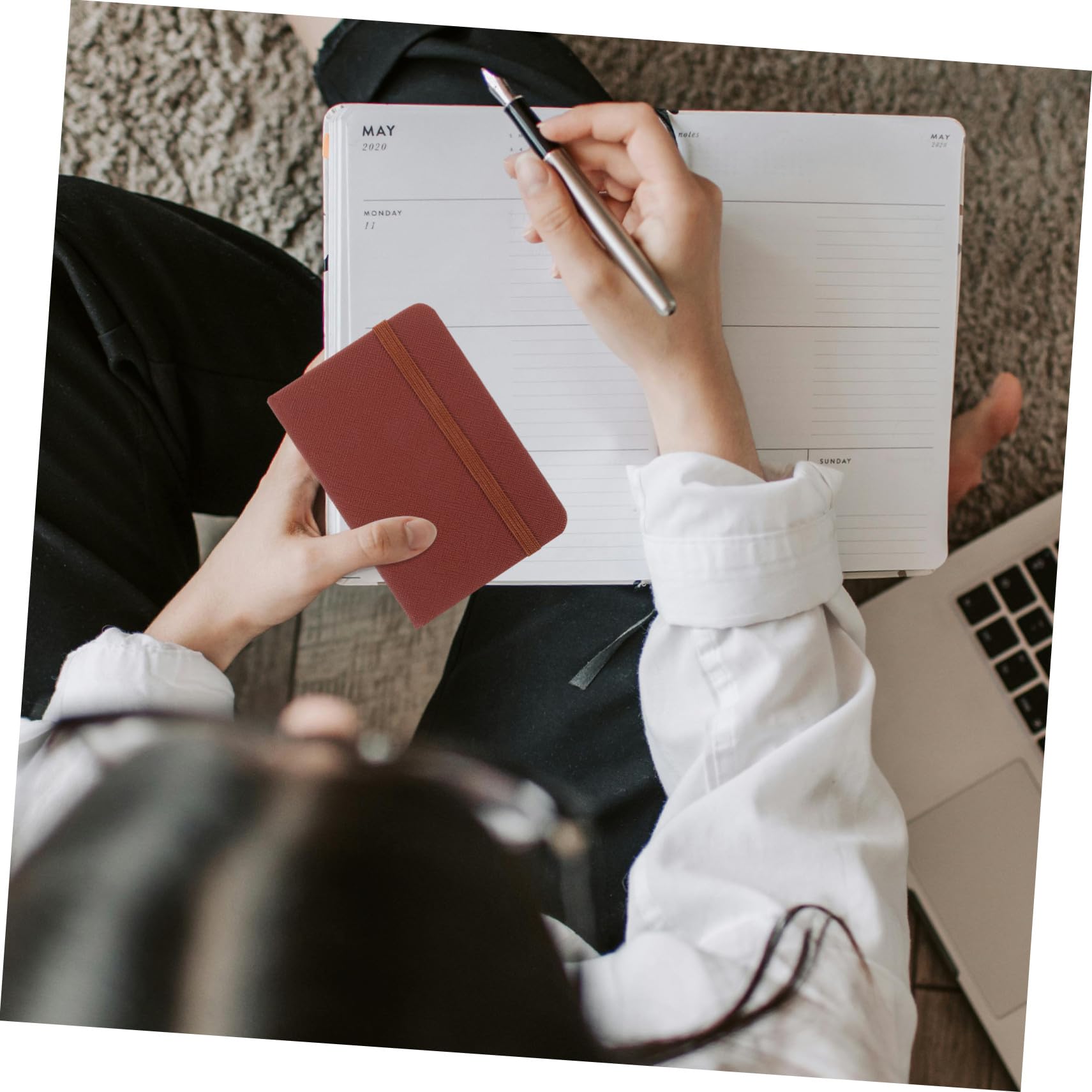 10 Pièces Carnet de Poche Simili Rigide Mini Carnet Portable pour Planification Mensuelle Agenda Compact pour Prise de Notes Rapide