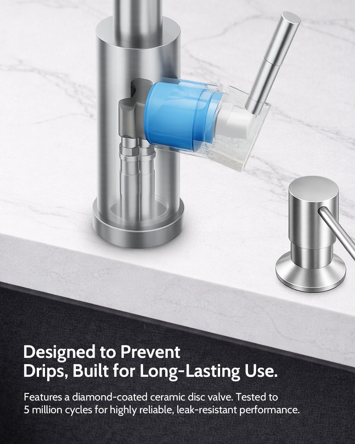 LUFEIDRA Kitchen Faucet with Pull Down Sprayer and Soap Dispenser, High Arc Spring 304 Stainless Steel Single Handle 1 or 3 Hole 2 Mode for Farmhouse RV Camper Laundry Wet Bar (Brushed Nickel)