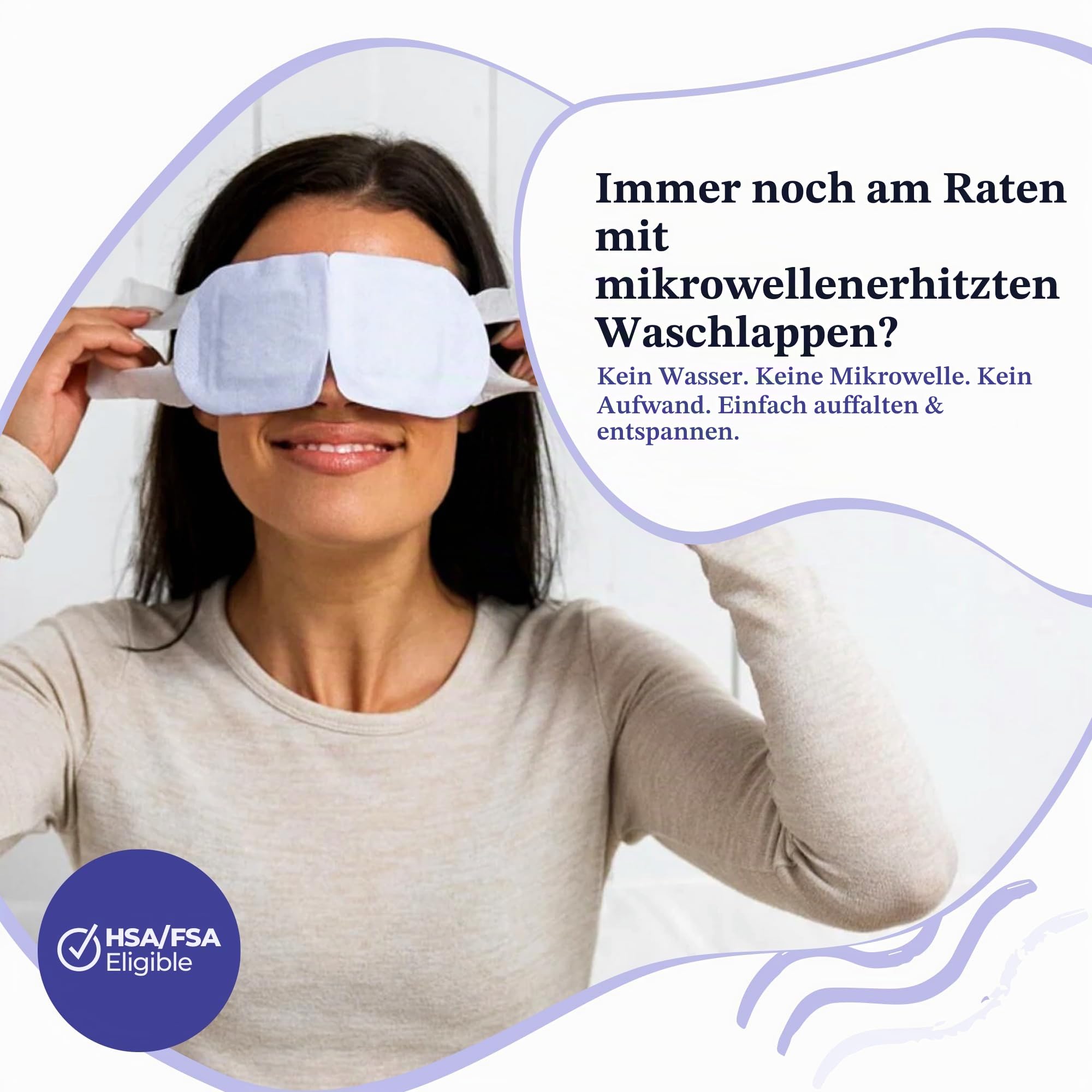 CorneaCare Ruhe: Selbsterwärmende warme Kompresse für trockene Augen, beheizte Augenmaske für schnelle Linderung, Dampfmaske zur Stilbehandlung, keine Mikrowelle oder Waschlappen erforderlich