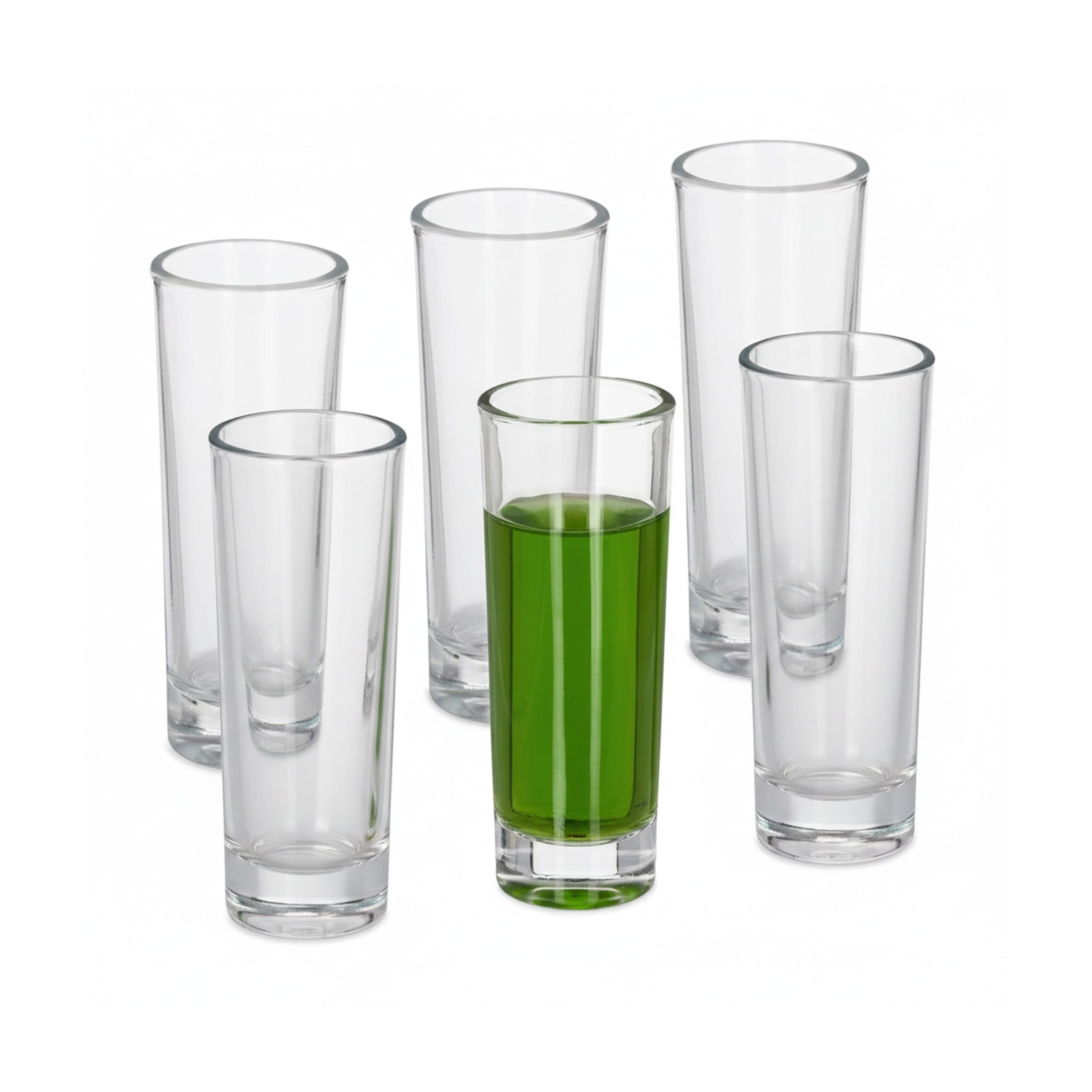 Relaxdays Zestaw 6 szklanek do shotów, wysokie szklanki z grubym dnem, 6 cl, można myć w zmywarce, przezroczyste