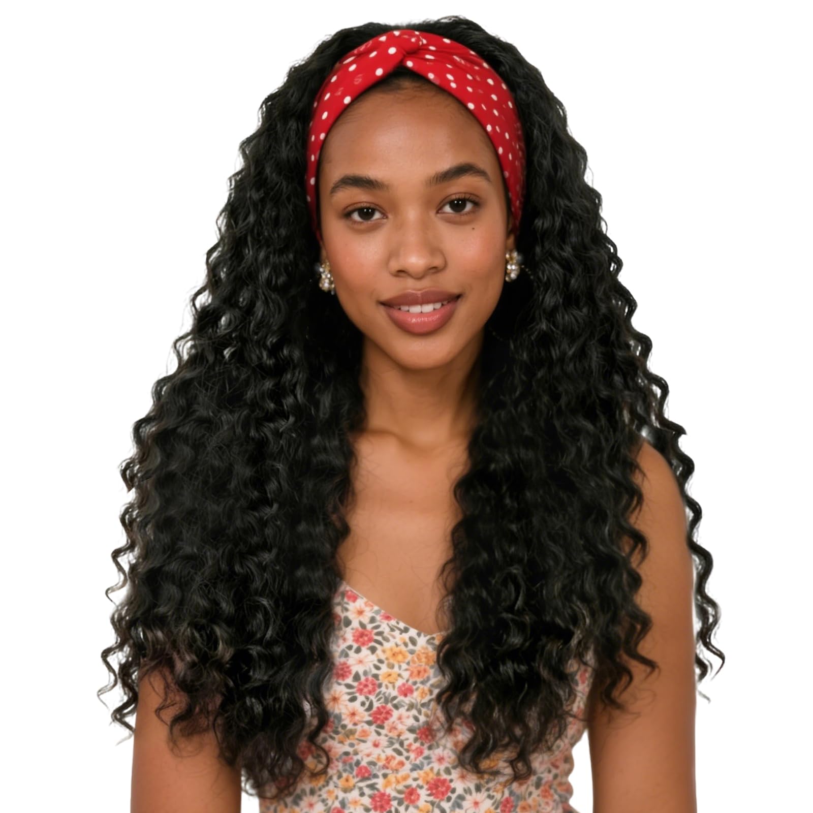 BECUS Perruque Bandeau Femme Bouclée Noire Naturelle 18 Pouces, Headband Wig Demi-Tête Sans Colle avec Bandeau, Aspect Naturel, Prête à Porter pour Usage Quotidien, Fêtes, Soirées et Débutantes