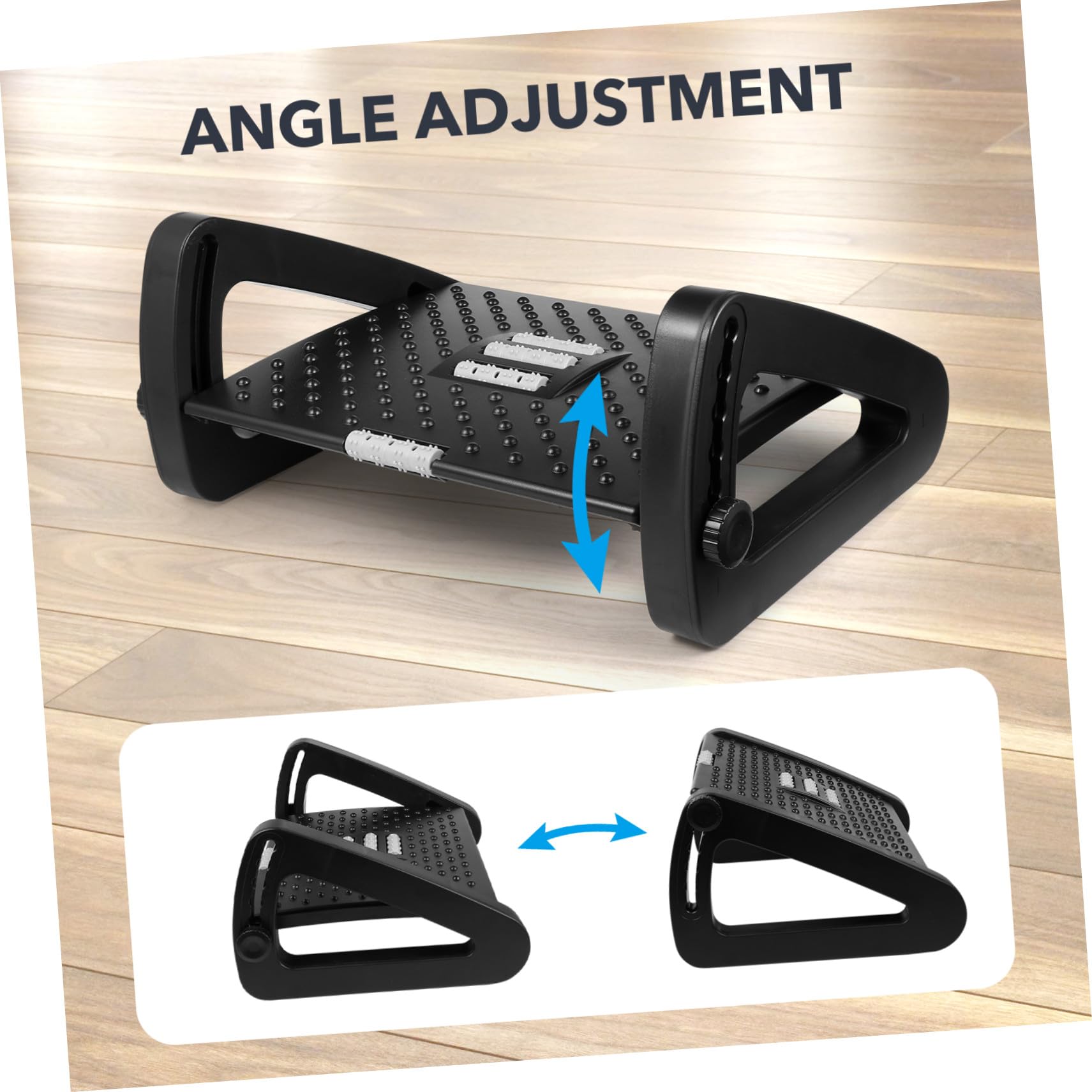 Reposapiés Ergonómico de Oficina Negro, Altura Ajustable