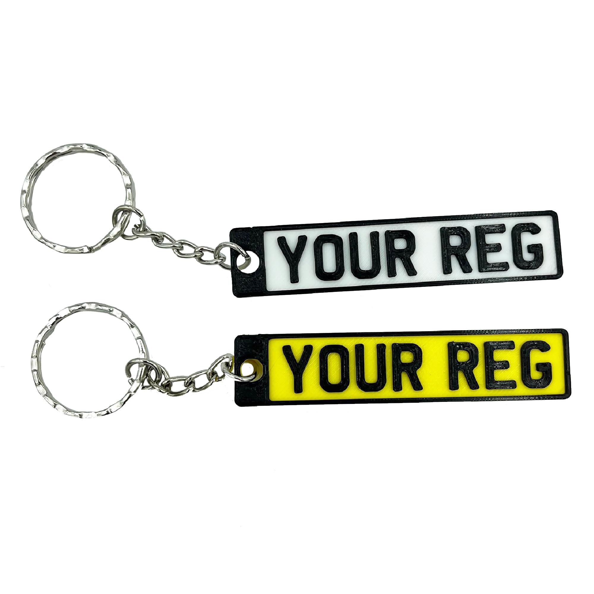 Handmadegpg Set Of Personalised Number Plate Keyrings White