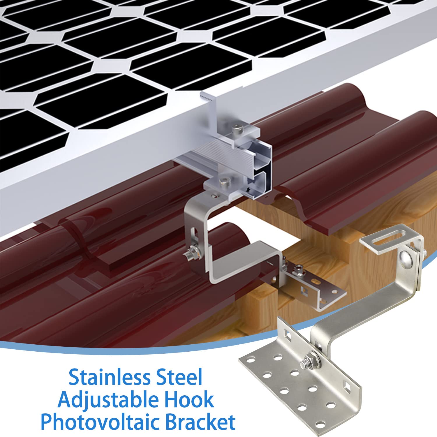 gancio per tetto fotovoltaico in Acciaio Inox Tetto Staffa Fotovoltaico Regolabile in 3 Posizioni Staffe per Pannelli Solari Termici Accessori