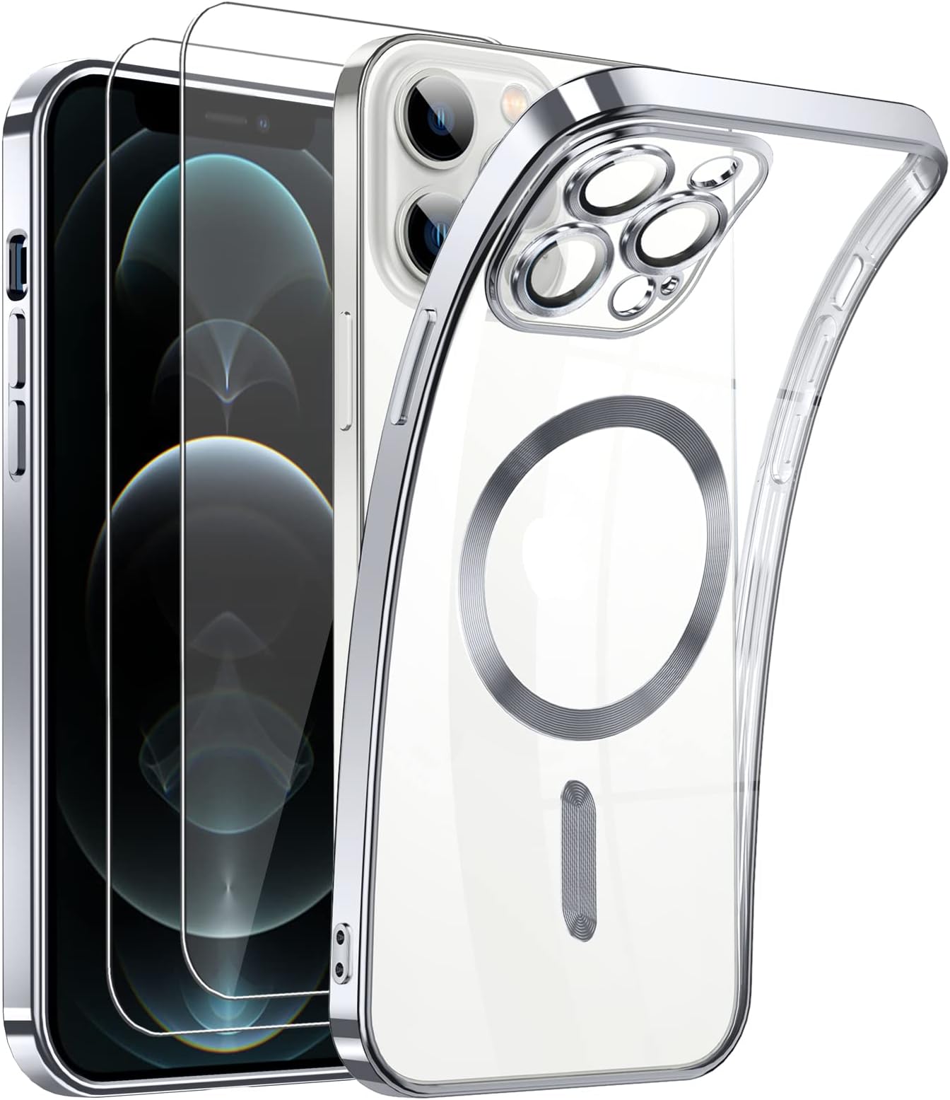 DOSNTO Magnetic Clear for iPhone 12 Pro Case with MagSafe [Original iPhone Exterior] [Integrated Camera Cover] Silicone Cover Slim Thin [Non-Yellowing] Anti-Fingerprint Scratch Wireless Charging