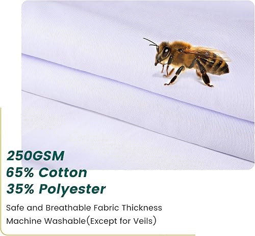 Miniatura 5 de Traje de abeja para hombres y mujeres con guantes y 2 capotas de velo, a prueba de picaduras, traje de apicultura a prueba de picaduras, tela