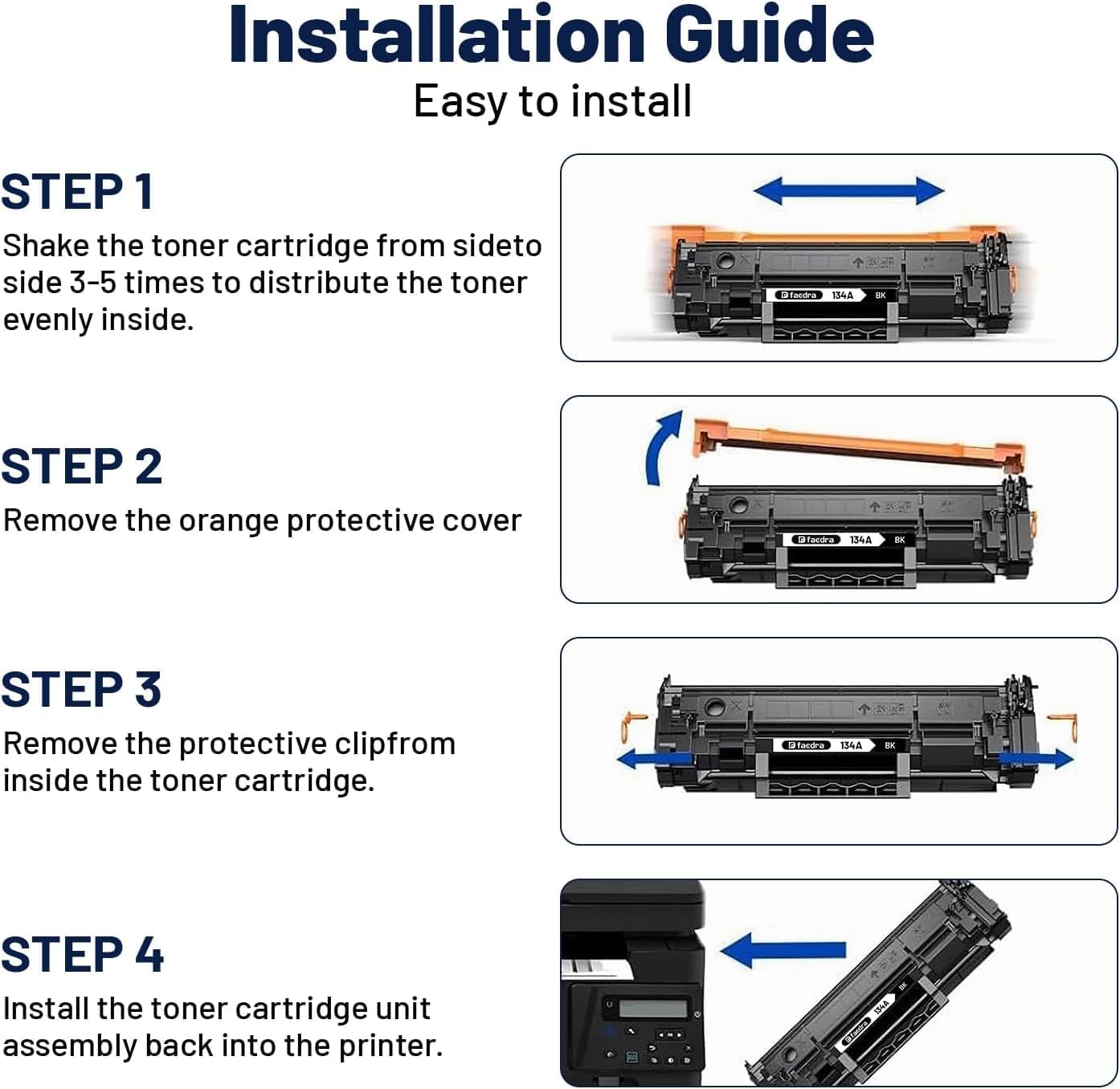 134A W1340A Toner Cartridges (with Chip) Replacement for HP 134A Toner Cartridges W1340A 134X W1340X for HP HP M209dw M209 MFP M234dw M234sdw Toner (2 Black) — view 4