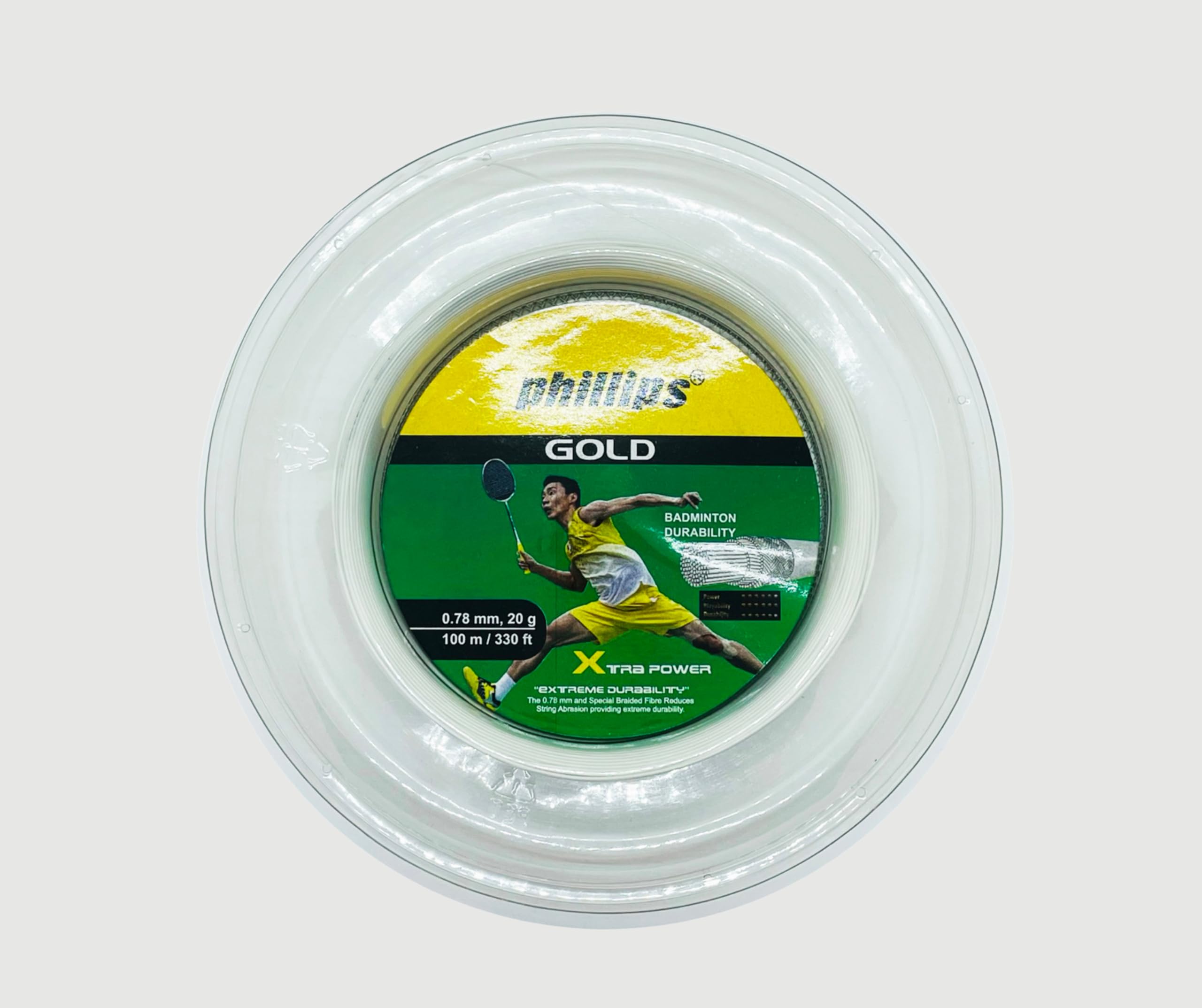 Phillips Gold Coil Badminton String, 100 Mtr, for 10 Rackets, Maroon, White, and Black, Power and Flexibility (White)-image-13