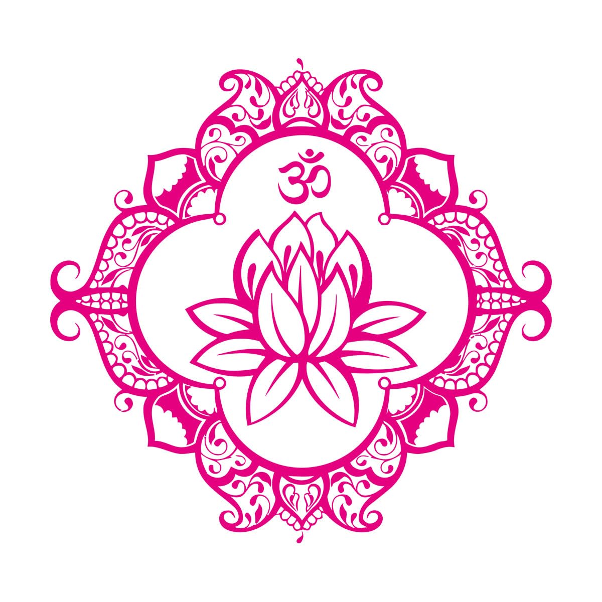 Vinyl Wall Decals Lotus Mandala Ornament Buddhism 54x57.8cm Do not Damage the wall Surface Large Rosered
