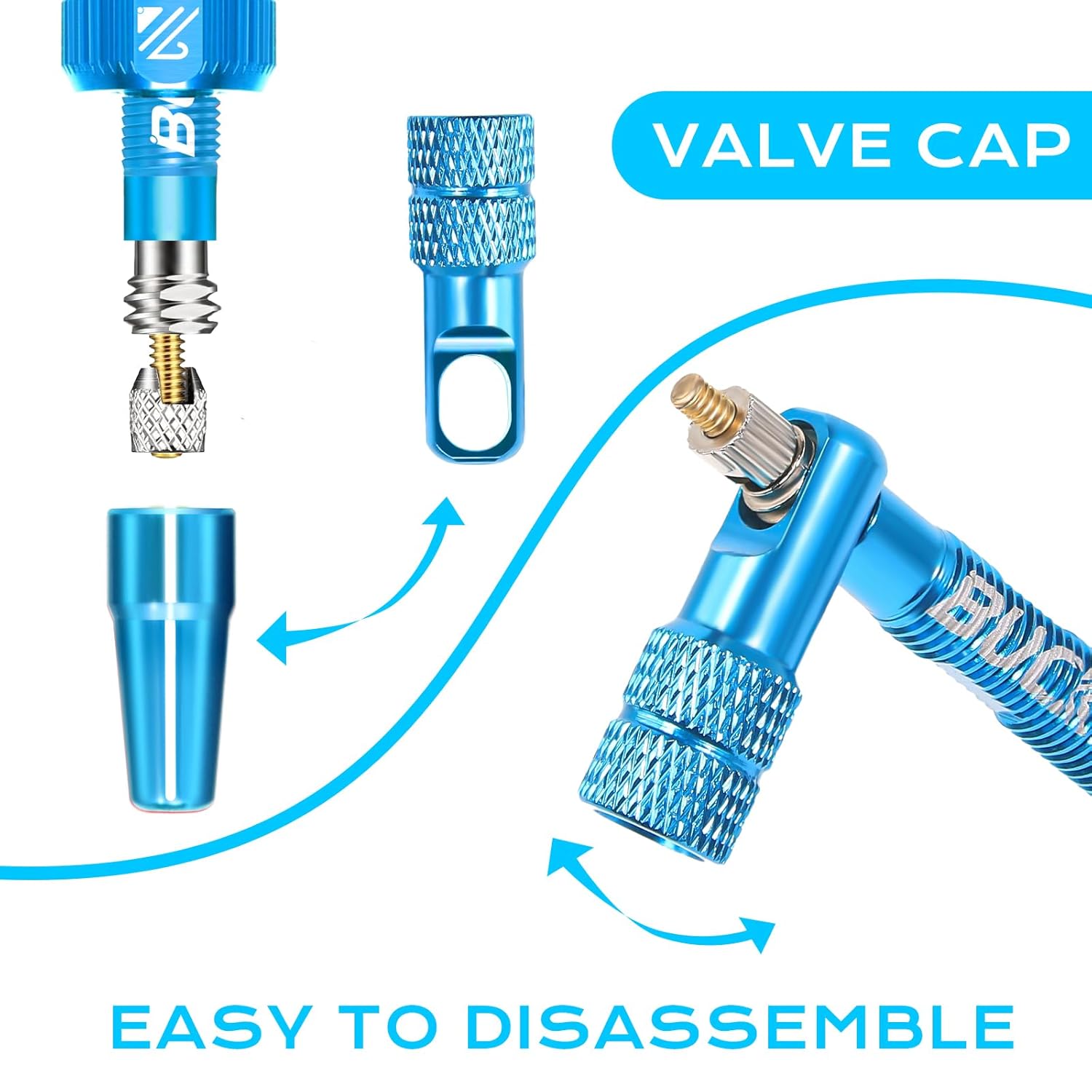 BUCKLOS Tubeless Rim Tape 23mm Width x 10m Length Bike Rim Tape Fit Most MTB/Road/Gravel Bike Wheel Carbon Tubeless Kit & Tubeless Presta Valve Stem 100 mm with Valve Core Removal Tool Pair Blue