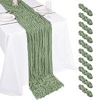 Beautane 10 Pack Sage Green Cheesecloth Table Runners 17x108in Boho Gauze for Weddings, Baby Showers, Parties & Home Decor