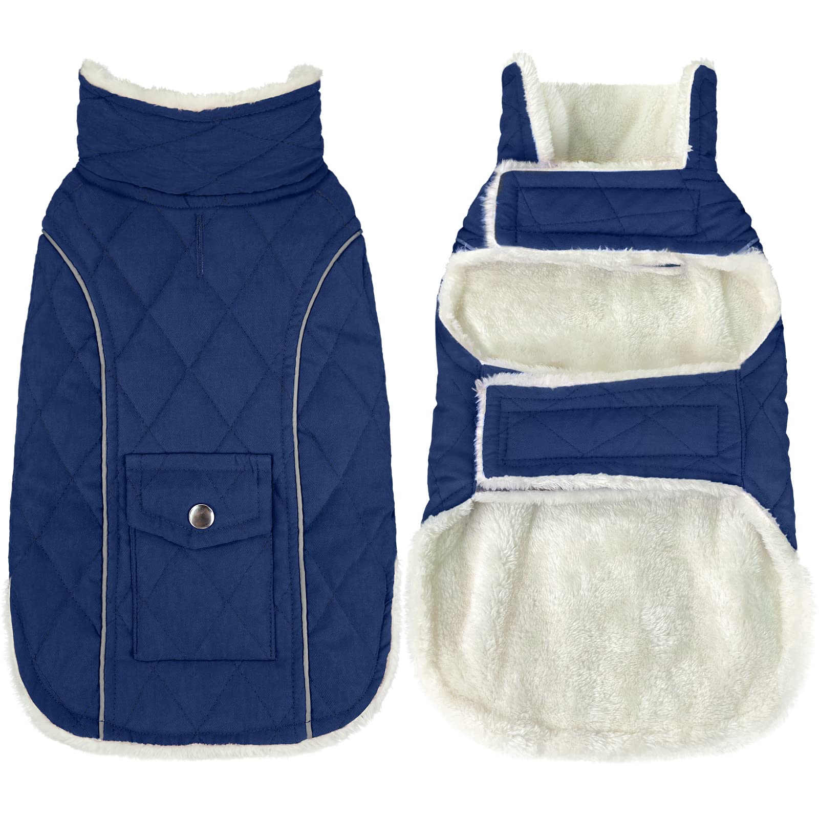 Malier Hunde-Wintermantel, Winddichter Hund Kaltwettermäntel mit echter Tasche, mittelgroße und große Hunde und Welpen (XXX-Large, Blau)