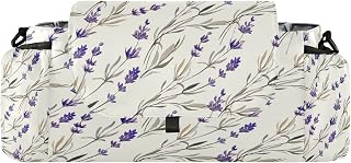 CUPADA Lavender Watercolor Universal Baby Stroller Organizer with Cup Holders, Large Capacity Purple Flower Stroller Organizer Bag Adjustable Strap Fit Most All Strollers