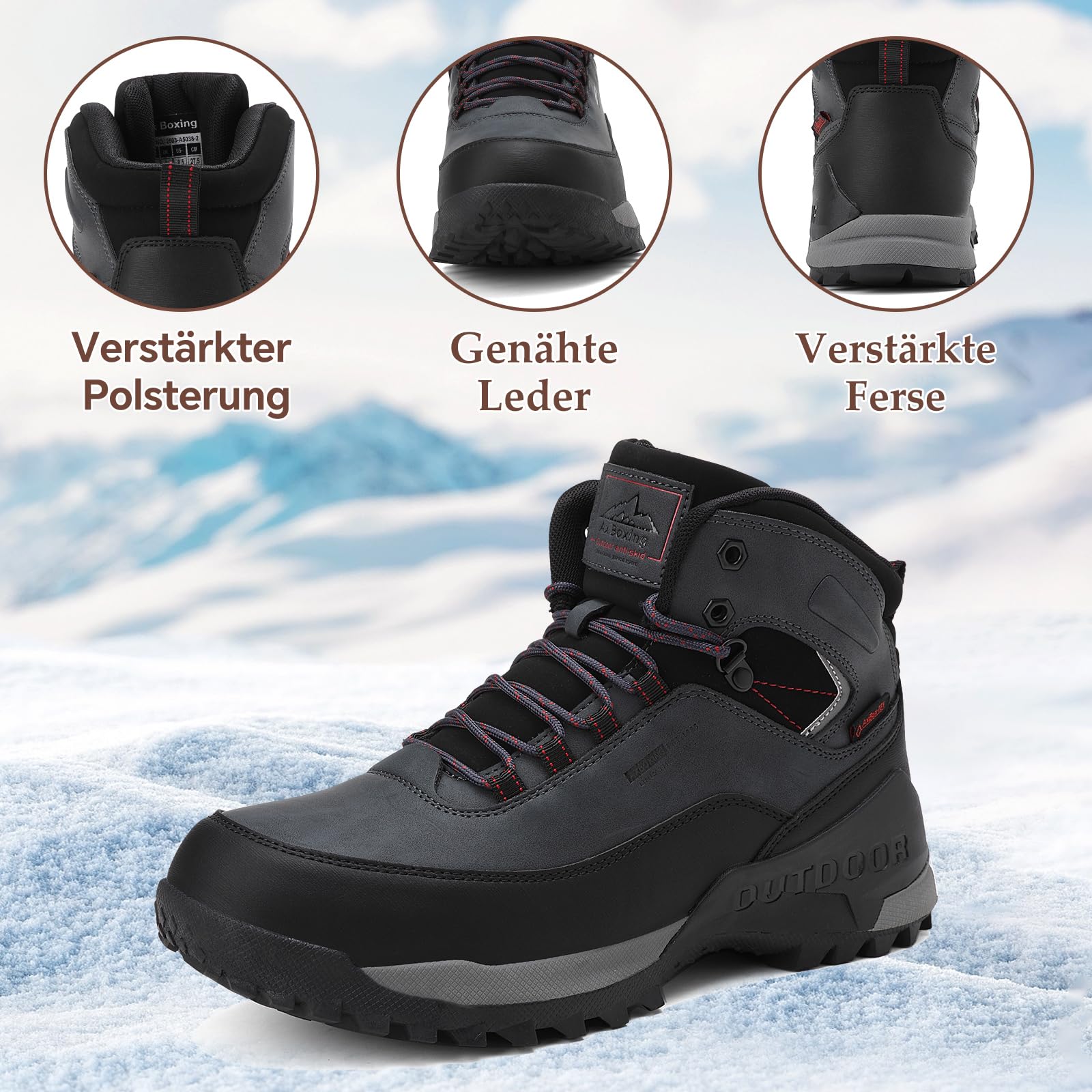 AX BOXING Stivaletti Uomo Scarpe da Trekking Scarponcini Invernali Stivali da Neve Escursionismo Montagna Antiscivolo EU41-46