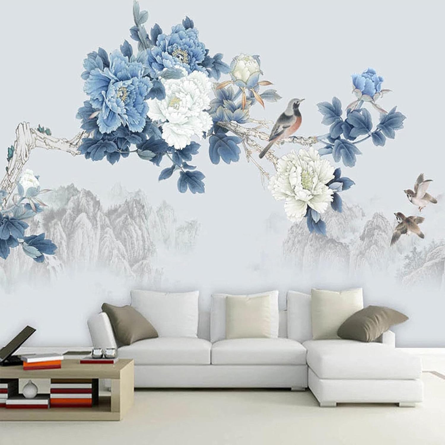 Papier peint photo autocollant 3D rose pour mur de salon et hôtel luxe