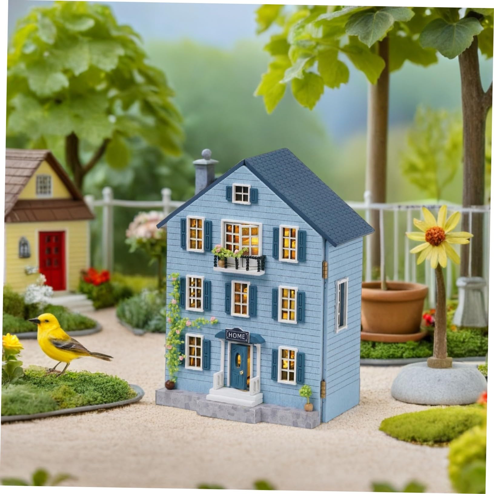 Abaodam Kit Mini Casa delle Bambole in Legno con Mobili Costruzione Artigianale Portatile per Adulti e Ragazzi Decorazione Natalizia Creativa e Collezionabile