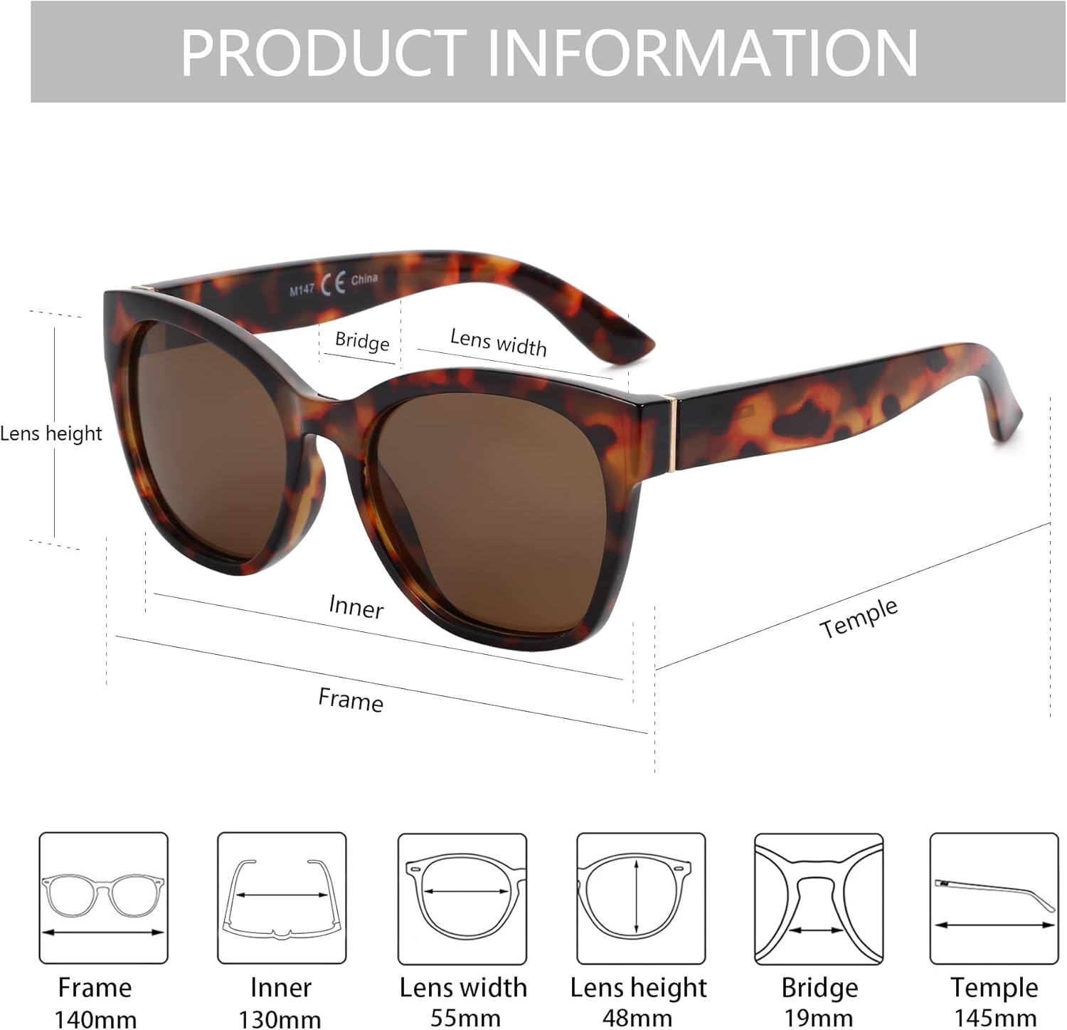 ZENOTTIC Cateye Polarized Sunglasses for Women - Oversized Sun Glasses UV400 Protection Retro Shades Designer Style - Image 5