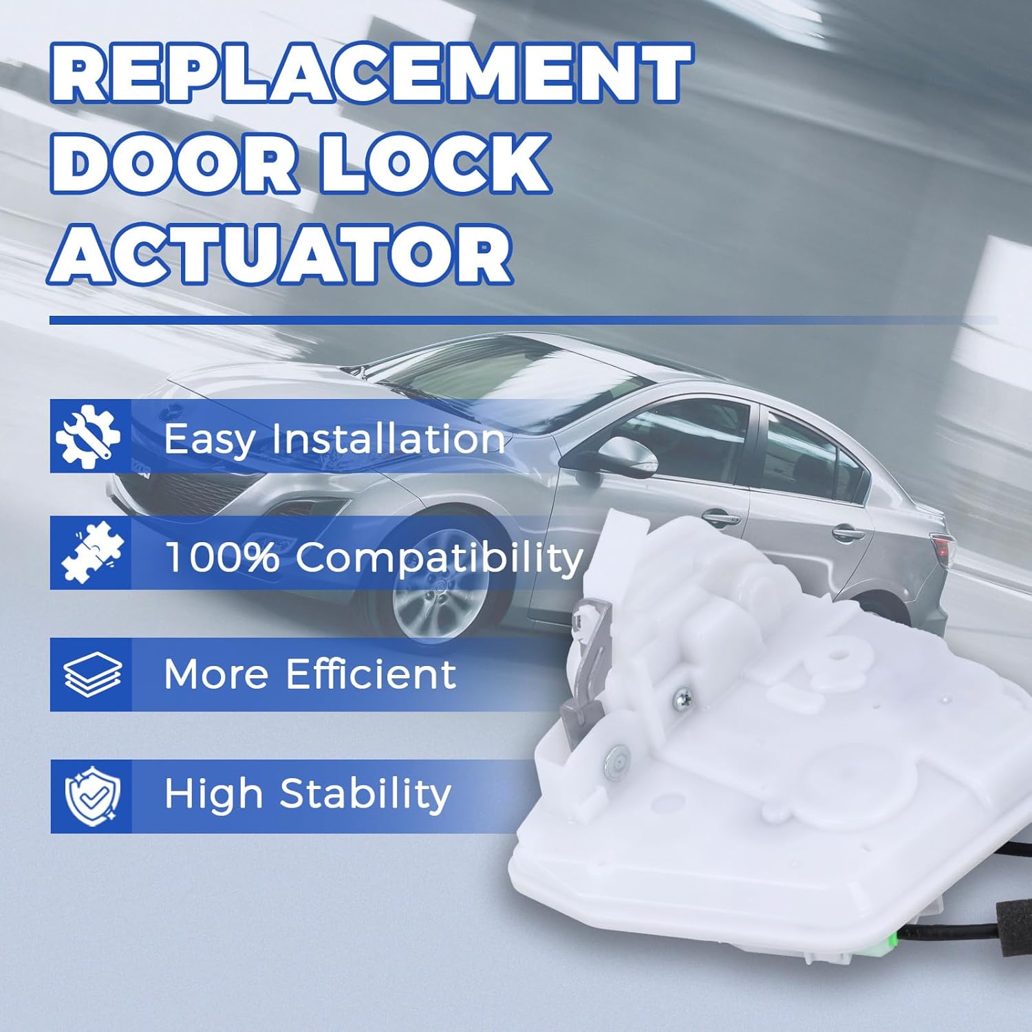 Door Lock Actuator Front Right Passenger Side Compatible with 2010-2013 Mazda 3, Door Latch Replacement BCS2-58-310E BCS2-58-310D BCS2-58-310C