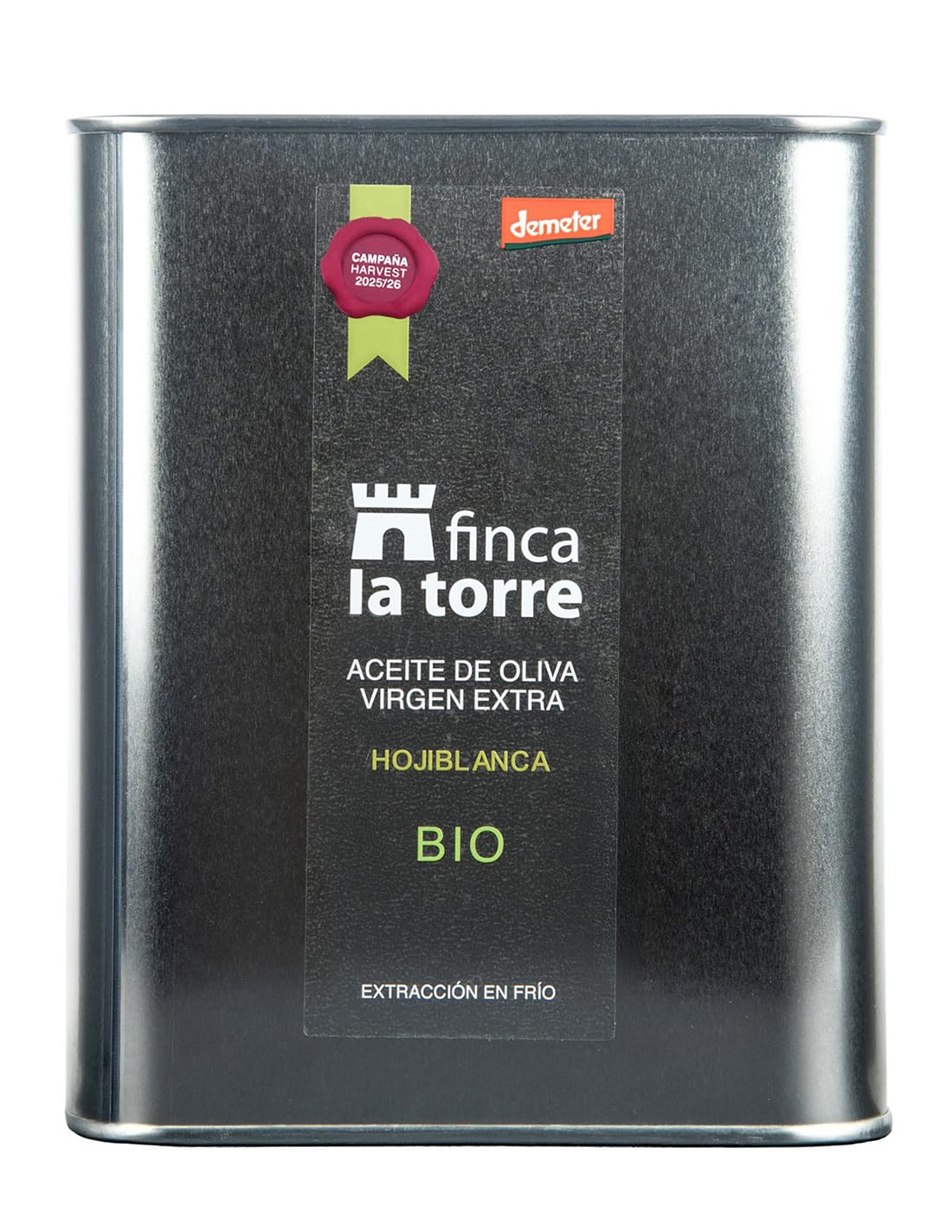 Nouvelle récolte novembre 2025 | Finca La Torre | Huile d'olive extra vierge biologique Hojiblanca - Bidon de 2,5 litres