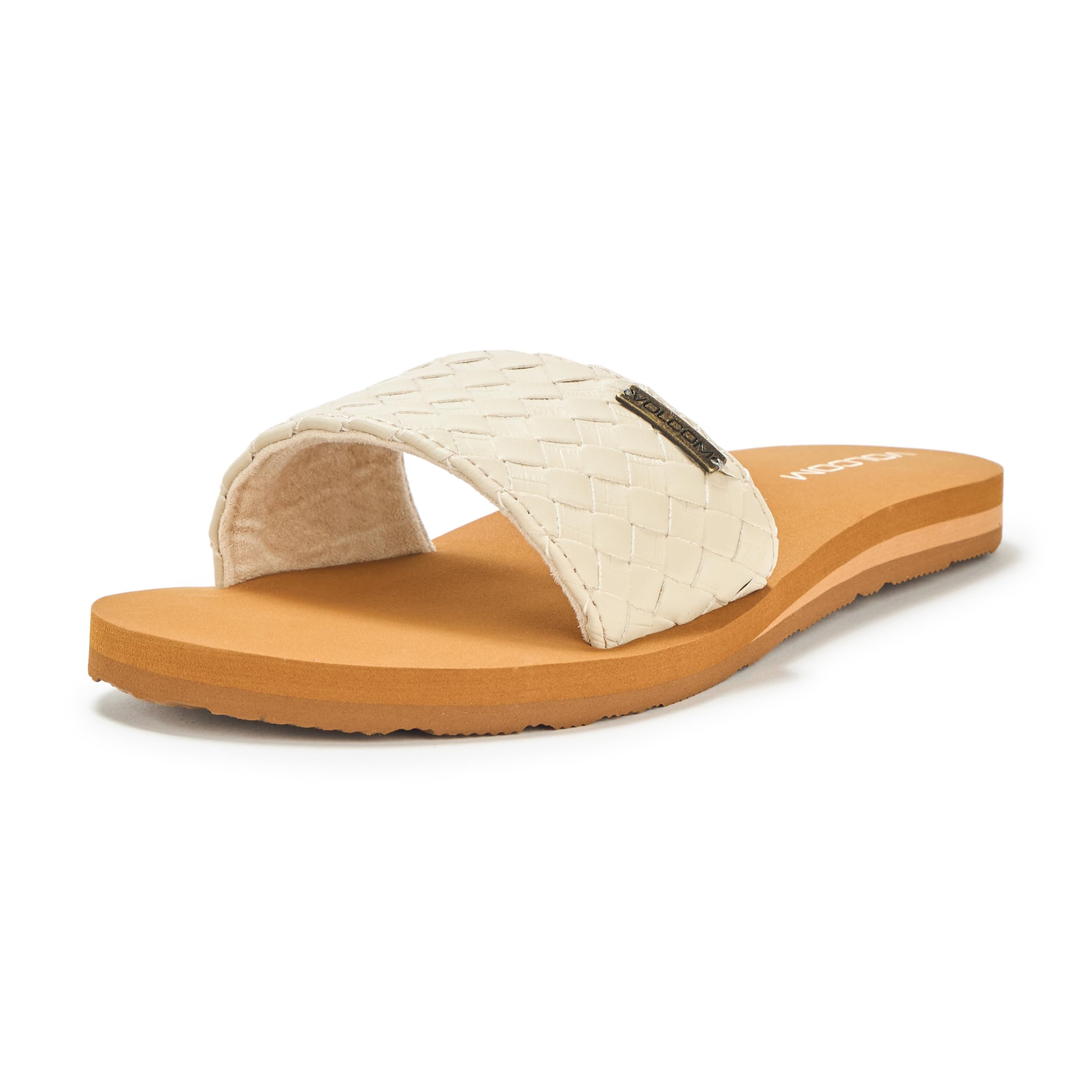 Volcom Women's Simple Slide Sandals – Cushioned Synthetic Leather Strap Slides With Padded Footbed