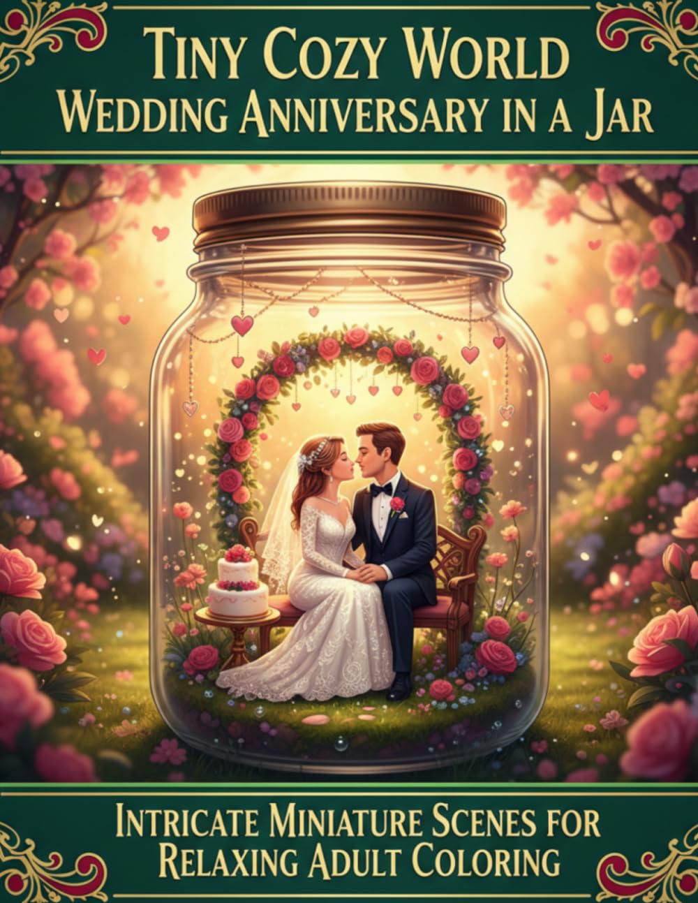 Tiny Cozy Worlds: Wedding Anniversary in a Jar: Intricate Miniature Scenes for Relaxing Adult Coloring