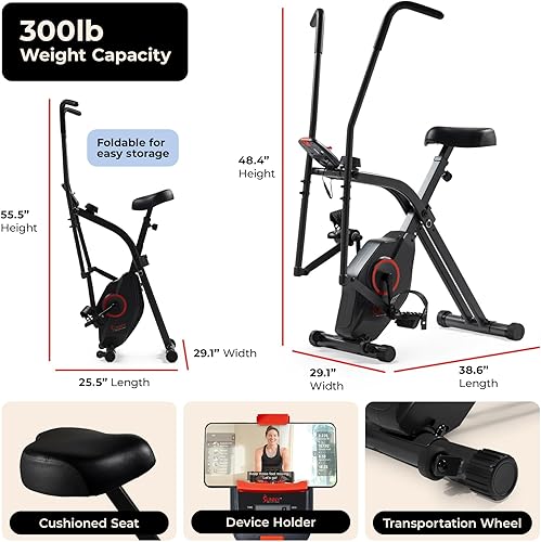 Vista 20 de Sunny Health & Fitness Smart Folding X-Bike, Portable Compact Exercise Bike for Indoor Cycling Workout, Home Cardio Training Machine, Free SunnyFit