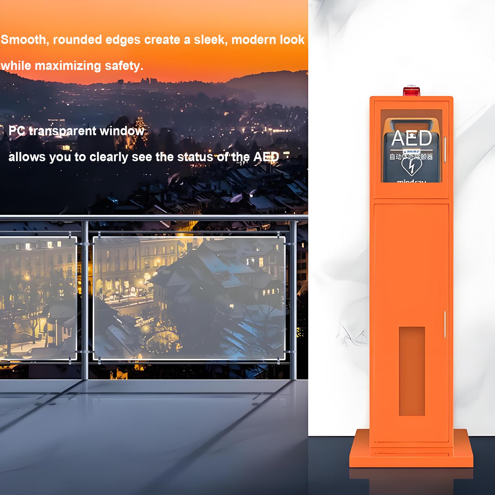 Gabinete Vertical para DEA,compartimentoalmacenamiento Integrado con Partición 3capas,Alarma Automática Al Abrir Puerta,Control Doble Interruptor,Compatible con CualquiermodeloDEA,accesorápido