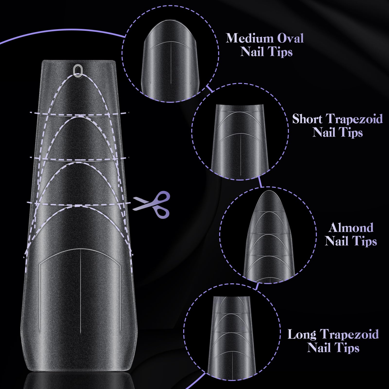 Kiiwah 270 Pcs Gel Nail Tips for Acrylic Extensions Coffin Clear False Nails Tips, 12 Sizes Half Cover Fake Nails Long for Nail Salons - Image 3