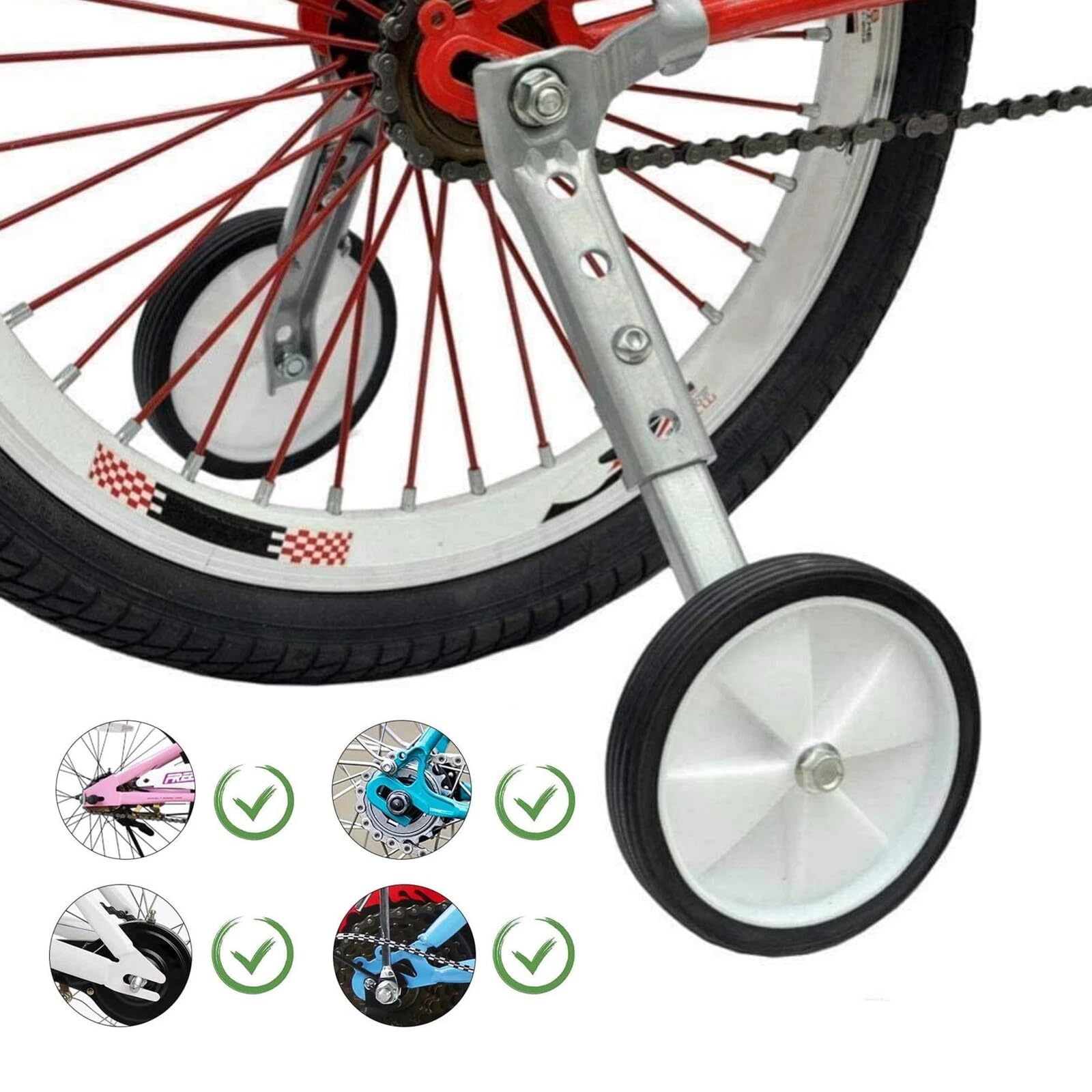 COPPIA ROTELLE UNIVERSALI BICI BAMBINO BAMBINA 16" 24" BICICLETTA STABILIZZATORI LATERALI