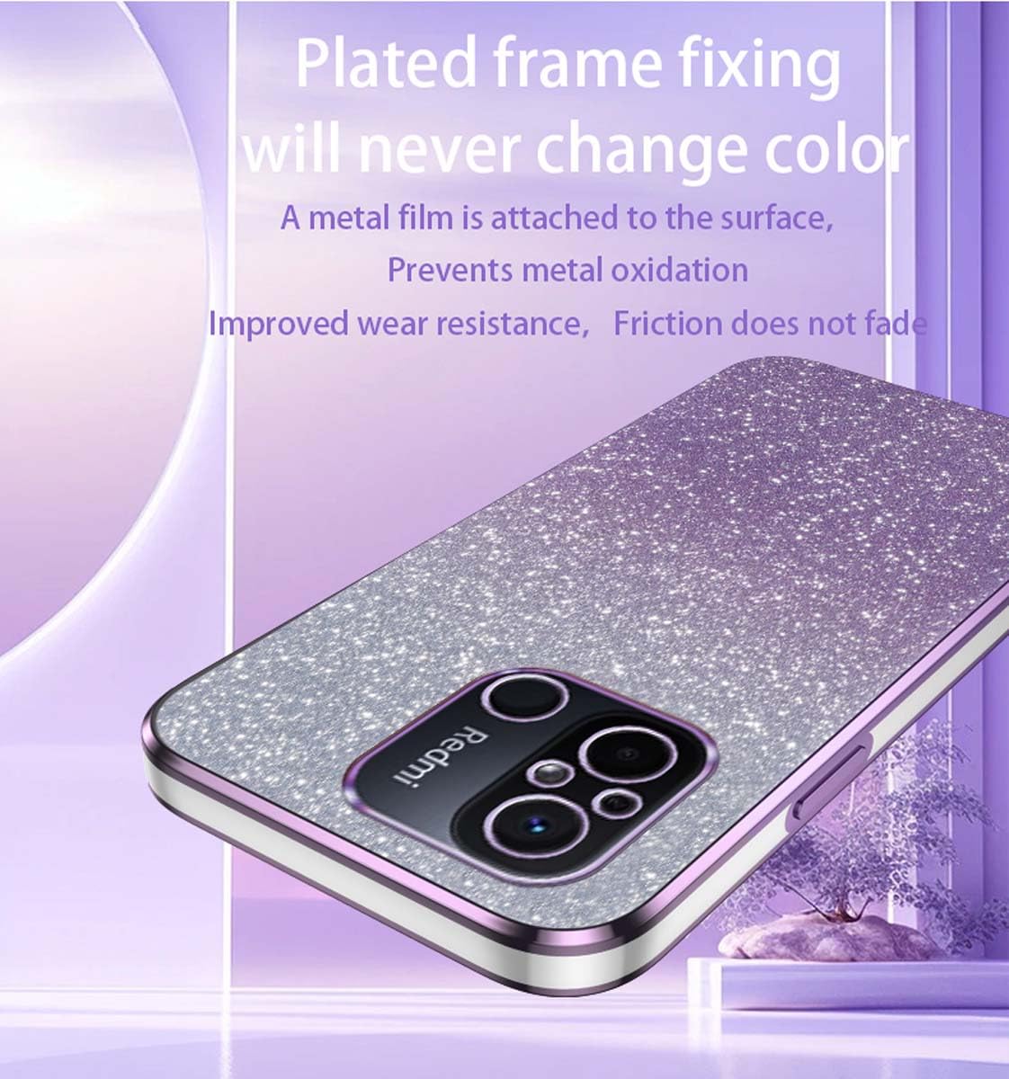 Custodia Per Xiaomi Redmi 12C / 11A Con Protezione Schermo - Trasparente Antiurto TPU+PC, Viola Chiaro - 2