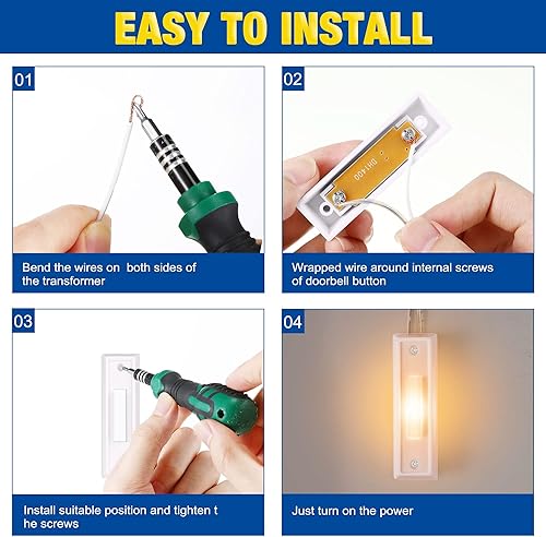 Miniatura 6 de Saillong 2 botones de timbre iluminados, botones de timbre de puerta con cable, timbre de puerta LED, interruptor de timbre montado en la pared,