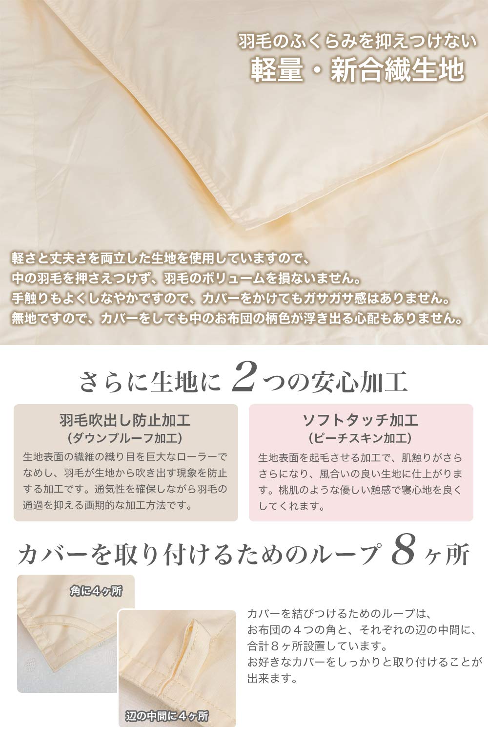 Amazon｜安眠工場 肌掛け布団 羽毛布団 シングル 150×210cm ホワイト