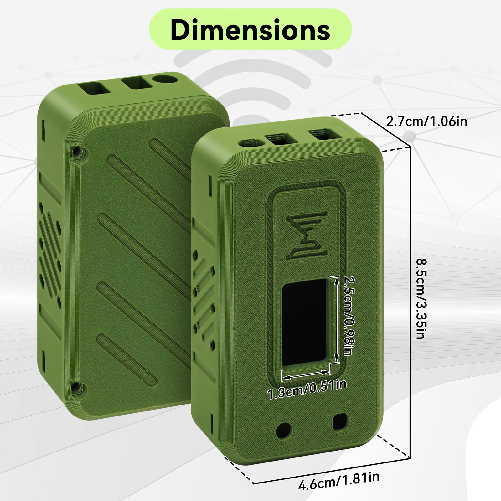 Heltec V4 Case for ESP32 LoRa V4 Development Board Custom Meshtastic Case with Antenna Port and Charging Slot (N35F, Green) — view 7