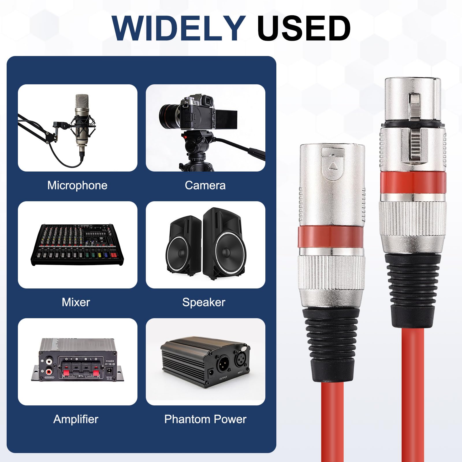 QUARKZMAN 6 Pcs Cables XLR 6.5 Ft Cable De Micrófono XLR Macho A Hembra 3 Pines Accesorios De Micrófono Balanceado Parche Altavoz Para Estudios De Grabación En Viviente Mezclador