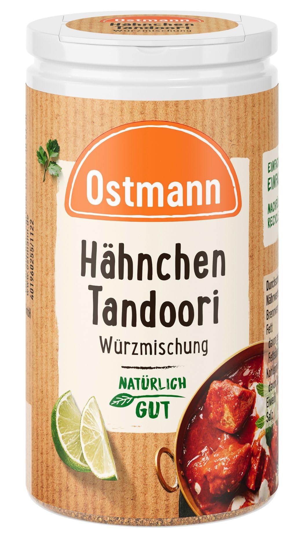 Ostmann Gewürze - Hähnchen Tandoori Würzmischung | Nachfüllbare & recyclebare Verpackung | 45 g in der Streudose