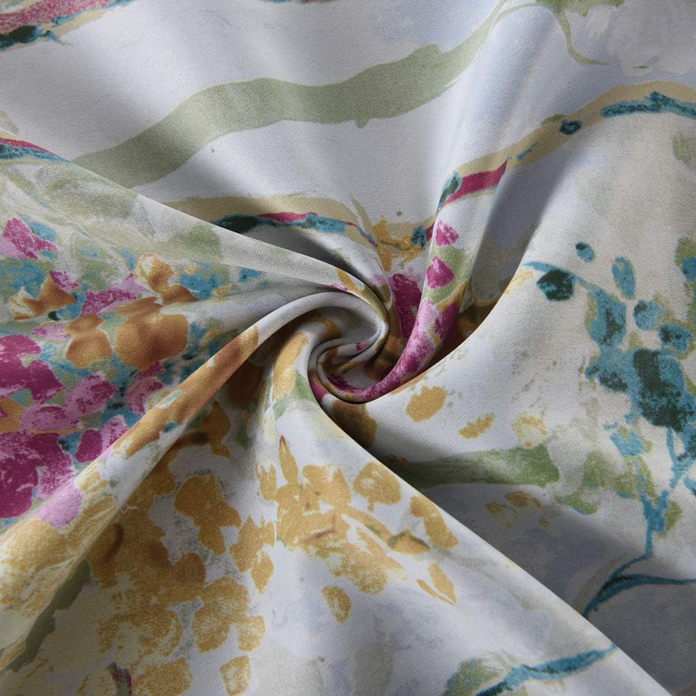 Cheapest 🛒 Kotile Forest Castle Nature Art Decor Watercolor Style Room Darkening Blackout Curtains with Floral Design Digital Printing, 2 Panels 95 Inch Length Grommet Window Drapes for Bedroom