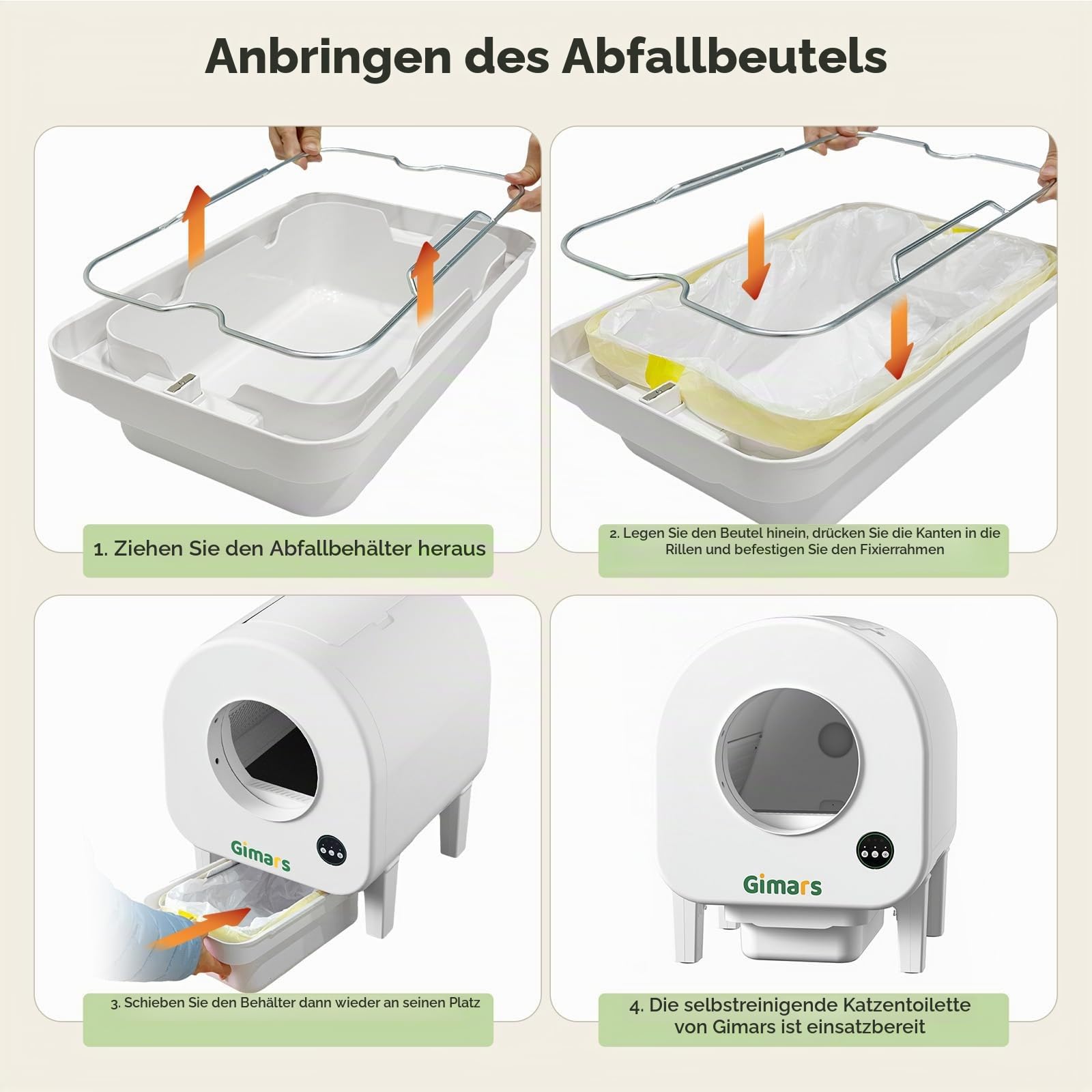 Gimars XXL 90L Selbstreinigende Katzentoilette mit App-Steuerung, Automatisches Katzenklo mit Matte, Müllbeuteln & Trittbrett, Dreifach-Sensor und Geruchskontrolle für Kätzchen, Alte & Mehrere Katzen
