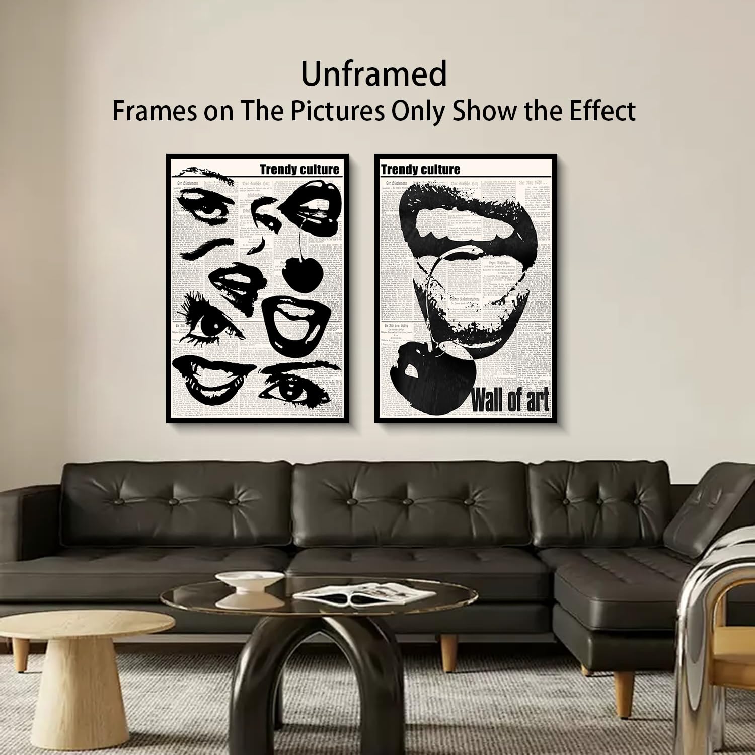 Vintage Funky Canvas Wall Art 70s Quirky Girly Eyes Lips Room Aesthetics Poster Preppy Black and White Abstract Prints Trendy Downtown Girl Room Wall Decor for living rooms beautiful bedrooms - Image 2
