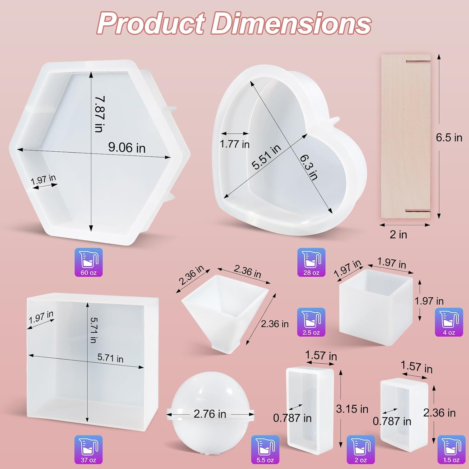 Bundle Deep Round Coaster Molds and 8Pcs Epoxy Resin Molds